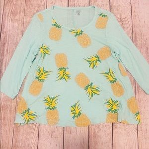 Crown & Ivy Pineapple Print Swing Tee